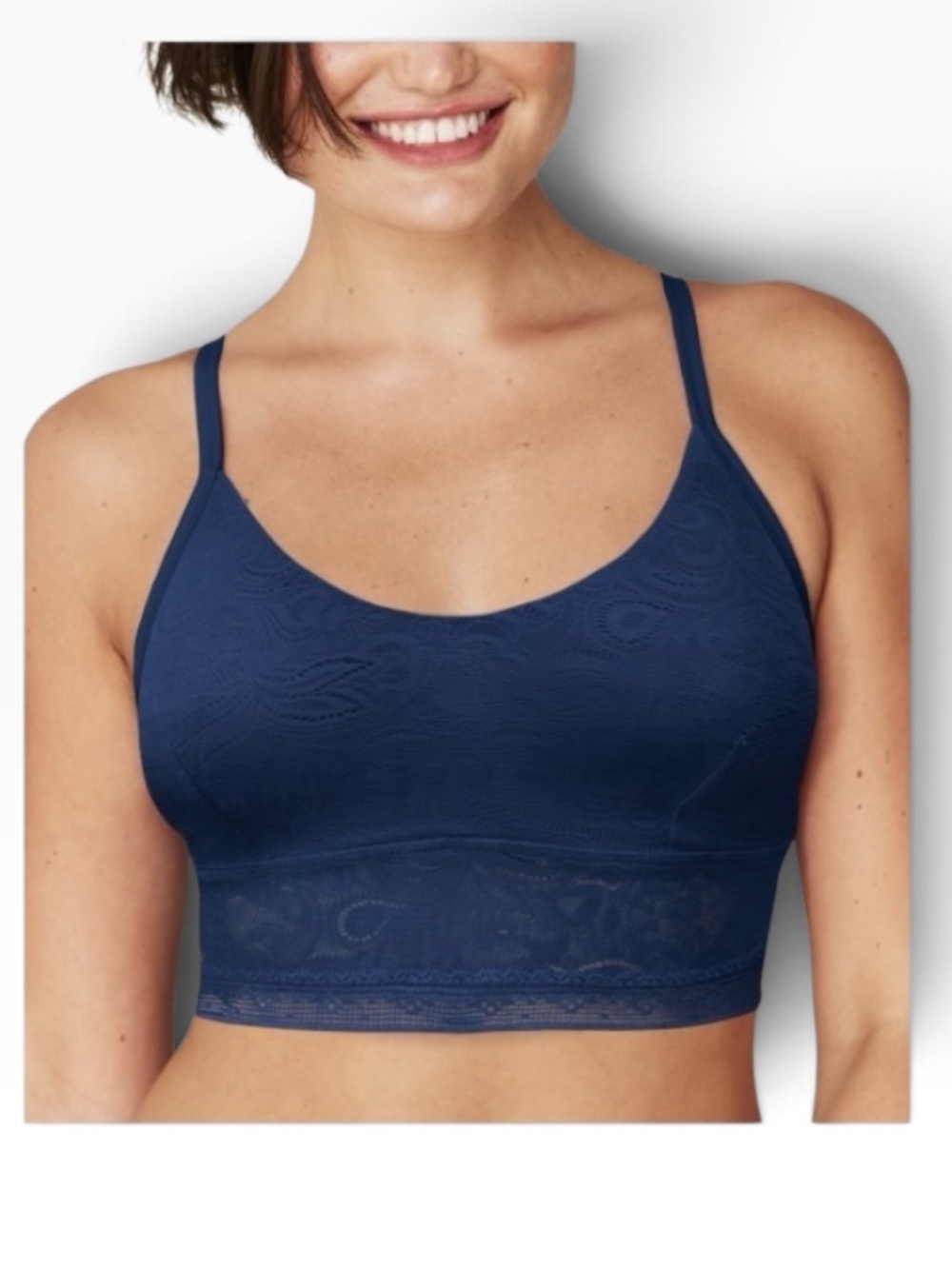Maidenform Women’s Longline Bralette Small Navy Lace Wireless Stretch - NWT